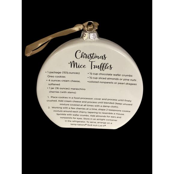 Temptations Christmas Ornament with Recipe, Ceramic Hand Painted Tree Design - Picture 4 of 7
